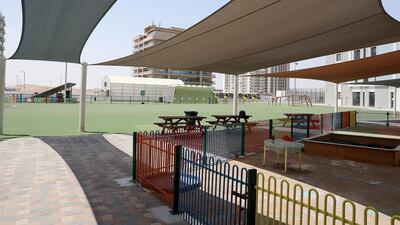 The Aquila School opened in September 2018 and is located in an area of Dubailand that runs between Al Ain road and The Centro/Villa communities. Photo: Pawan Singh / The National