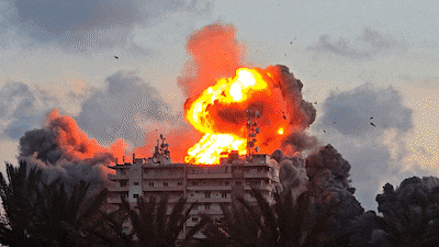 Lebanon Tyre building strike Gif
