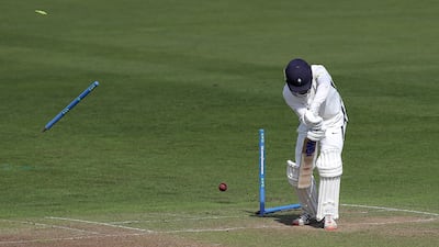 Yorkshire batsman Harry Duke is bowled out by Nottinghamshire's Dane Paterson during Day 2 of the County Championship Division One match at Trent Bridge , Nottingham, on Wednesday September 22. PA