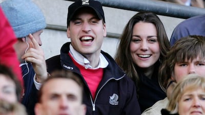Prince William and Kate Middleton cheer the English team during the RBS Six Nations Championship rugby match between England and Italy at Twickenham in 2007
