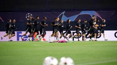 Chelsea players attend a training session in Zagreb, Croatia. EPA