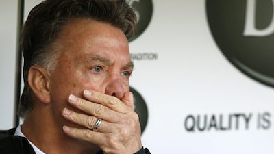 Manchester United manager Louis van Gaal reacts during his side's English Premier League draw Burnley on Saturday. Andrew Yates / Reuters / August 30, 2014