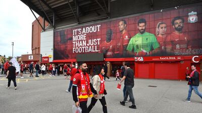Fans outside the Anfield stadium. Reuters