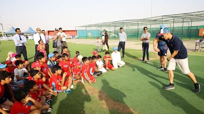 Gary Kirsten took time out to provide some coaching tips to the youngsters at the Zayed Cricket Academy in Abu Dhabi on Tuesday. Photos courtesy Abu Dhabi Sports Council.