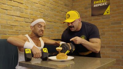 On April Fool's Day, homegrown fitness chain GymNation launched The Daily Grind Fit-Cafe, which includes weighted coffee mugs and treadmills at the counter. Photo: GymNation