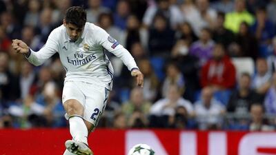 Real Madrid’s Alvaro Morata scores his side’s fifth goal. Francisco Seco / AP Photo