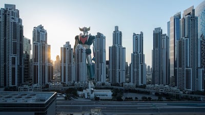 Grendizer behind the Executive Towers in Business Bay. Courtesy MB&F MAD Gallery