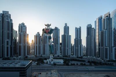 Grendizer behind the Executive Towers in Business Bay. Courtesy MB&F MAD Gallery
