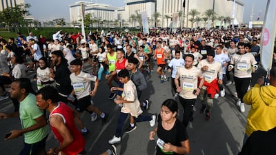 Runners step out for the Zayed Charity Cairo Marathon on December 30, 2023. Getty Images
