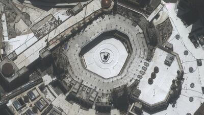 A satellite image shows an empty Grand Mosque in the holy city of Makkah, Saudi Arabia on April 3, 2020. Reuters