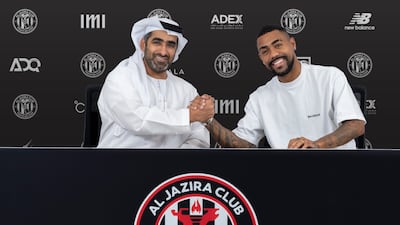 Malcom after completing his transfer from Al Hilal to Al Jazira. Photo: Al Jazira Club