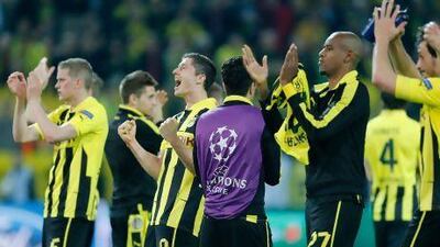 Borussia Dortmund's players celebrate their victory over Real Madrid in midweek.