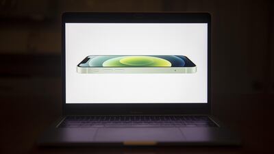 The Apple iPhone 12 is unveiled during a virtual product launch seen on a laptop computer in Tiskilwa, Illinois, US. Bloomberg