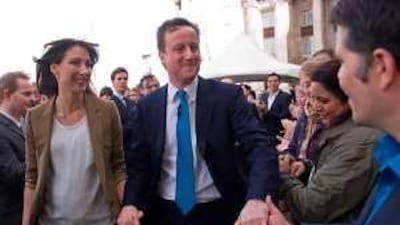 David Cameron's wife Samantha has joined him on the campaign trail.