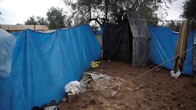 Location: Al-Karama camp in Atama. The aftermath of heavy rainfall on north Syria, residents lost their furniture, clothes and bedding as well as the tents waiting outside in open lands until the civil defense and NGs arrive to rescue them.