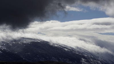 The snow-covered Barouk cedar reserve in Dahr al-Baidar, east of Beirut. Joseph Eid / AFP