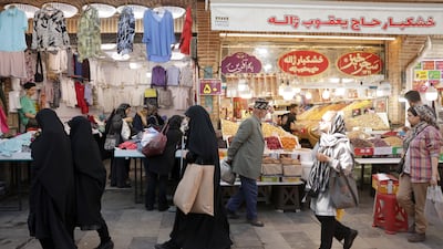 Shoppers in Tehran's Grand Bazaar on April 21, 2025. The isolation resulting from Iran's problematic nuclear programme and meddling in the Middle East has left its economy in the doldrums. EPA