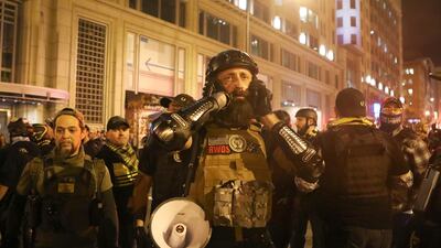 Members of the far-right group Proud Boys prepare to march to protest the results of the election, in Washington, US. Reuters