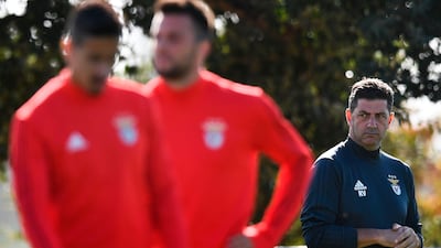 Benfica manager Rui Vitoria attends a training session at the club's training ground. Patricia de Melo Moreira / AFP