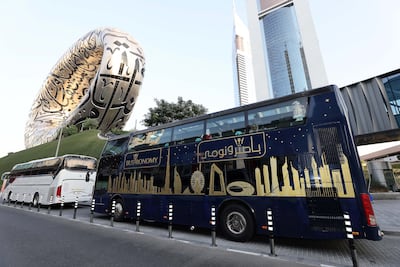 The BusTronomy bus stops at the Museum of the Future. Pawan Singh / The National
