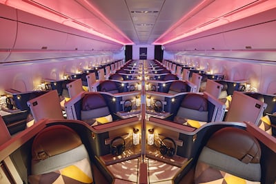 Etihad's new A350-1000 has a dynamic LED lighting system with more than 16 million colours. Photo: Etihad Airways