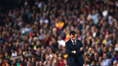 Barcelona's Luis Enrique reacts during his side's 1-0 La Liga loss to Celta Vigo on Saturday at the Camp Nou. David Ramos / Getty Images / November 1, 2014