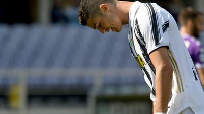 Juventus star Cristiano Ronaldo looks downcast against Fiorentina. EPA
