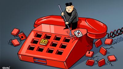 Our cartoonist Shadi Ghanim's take on North Korea halting all communications with South Korea in a row over leafleting
