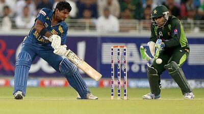 Kusal Perera top-scored for Sri Lanka with 84 runs and then came back to take two wickets as well against Pakistan in Dubai. Satish Kumar / The National