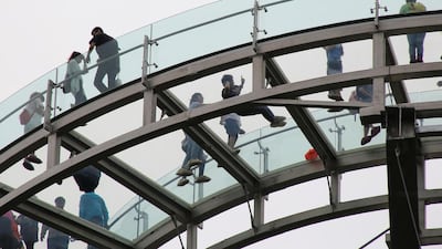 Visitors on the platform on Shilin Gorge in Beijing, China. Kim Kyung-Hoon / Reuters