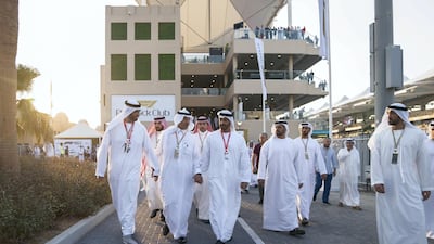 Sheikh Mohamed bin Zayed, Crown Prince of Abu Dhabi and Deputy Supreme Commander of the Armed Forces, attends the final day of the Abu Dhabi Grand Prix. Seen with Dr Sultan Al Jaber, Minister of State, Prince Abdulaziz bin Salman bin Abdulaziz Al Saud, Minister of Energy of Saudi Arabia and Mohamed Mubarak Al Mazrouei, undersecretary of the Crown Prince Court of Abu Dhabi. All pictures courtesy of Ministry of Presidential Affairs