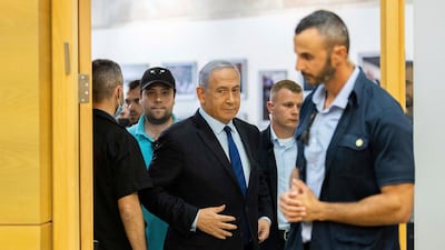 Israeli Prime Minister Benjamin Netanyahu arrives to speak to the Israeli Parliament in Jerusalem on Sunday. AP