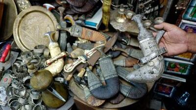 Ceremonial swords are among the bladed weapons for sale in Sharjah. Antonie Robertson / The National