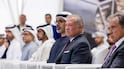 This handout picture released by the Jordanian Royal Palace on October 5, 2026, shows Abu Dhabi's Crown Prince Sheikh Khaled bin Mohamed bin Zayed Al Nahyan (C-L) sitting next to Jordan's King Abdullah II during a foundation stone-laying ceremony for the Aqaba-Shidiya-Ma'an railway project in Aqaba. (Photo by Jordanian Royal Hashemite Court (RHC) / AFP) / RESTRICTED TO EDITORIAL USE - MANDATORY CREDIT "AFP PHOTO / JORDANIAN ROYAL HASHEMITE COURT (RHC)" - HANDOUT - NO MARKETING NO ADVERTISING CAMPAIGNS - DISTRIBUTED AS A SERVICE TO CLIENTS