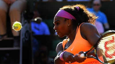 Serena Williams of the USA in action against Timea Bacsinszky of Switzerland during their semifinal match for the French Open tennis tournament at Roland Garros in Paris, France, 04 June 2015. EPA/ROBERT GHEMENT