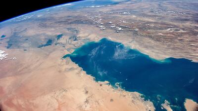 The International Space Station (ISS) shows a panorama view of the Tigris and Euphrates valleys (top left) spilling into the Gulf. AFP