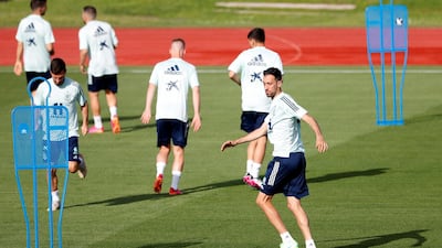 Spain captain Sergio Busquets during a training session last month. Reuters