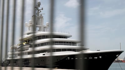 Superyacht Luna owned by Russian billionaire Farkad Akhmedov is docked at Port Rashid in Dubai. Reuters