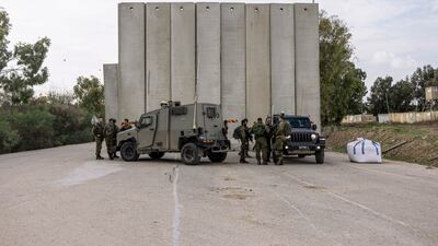 Israeli soldiers on the Gaza border on Wednesday. The frontier has been largely quiet since an 11-day war in May. AP