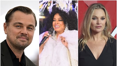 Leonardo DiCaprio, Diana Ross and Kate Moss will all mark milestone birthdays in 2024. Getty Images, AFP