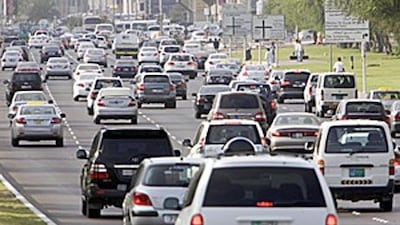 Traffic lined up on the New Airport Road.