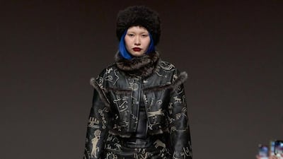 The Les Benjamins autumn/winter 2025 show at Dubai Fashion Week was inspired by the Altai Turk people of Siberia. Photo: Dubai Fashion Week