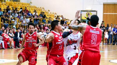 Manny Pacquiao’s basketball team, Mahindra Enforcer take on Alaska Aces at the Al Wasl Sports Club. Victor Besa for The National