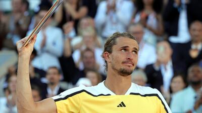 Alexander Zverev of Germany with the runner-up trophy. EPA