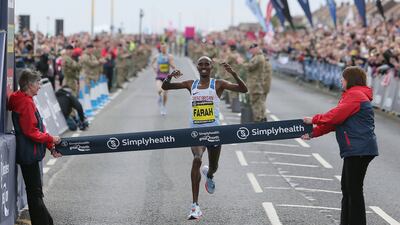 Britain's Mo Farah wins the men's elite race during the Great North Run in Newcastle, England. Richard Sellers / PA
