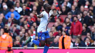 Yannick Bolasie celebrates after scoring the first goal for Crystal Palace. Action Images via Reuters / Tony O’Brien