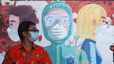 A mural in Denpasar, Bali, to spread awareness about the prevention of the coronavirus in Indonesia. AP Photo