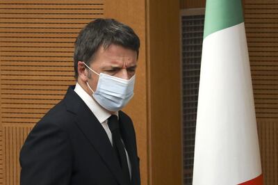 Matteo Renzi, leader of the Italy Alive party, arriving for a new conference. Bloomberg.