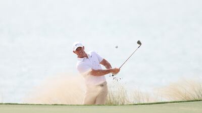 Northern Ireland's Rory McIlroy plays a shot from a bunker on the first day of the Abu Dhabi HSBC Championship 2025, at Yas Links Golf Course. Getty Images