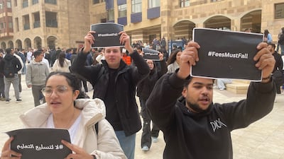 Students at the American University in Cairo on Wednesday protest against a steep rise in fees.